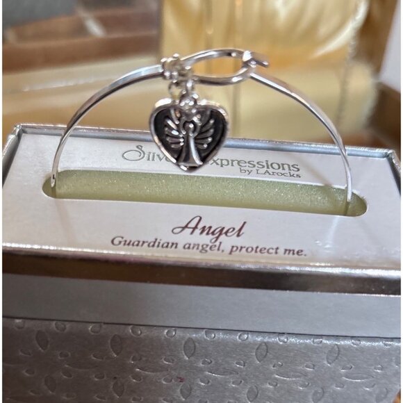 Silver Expressions By LA Rocks Angel Bracelet Heart Charm Guardian Angel Message - Picture 2 of 13